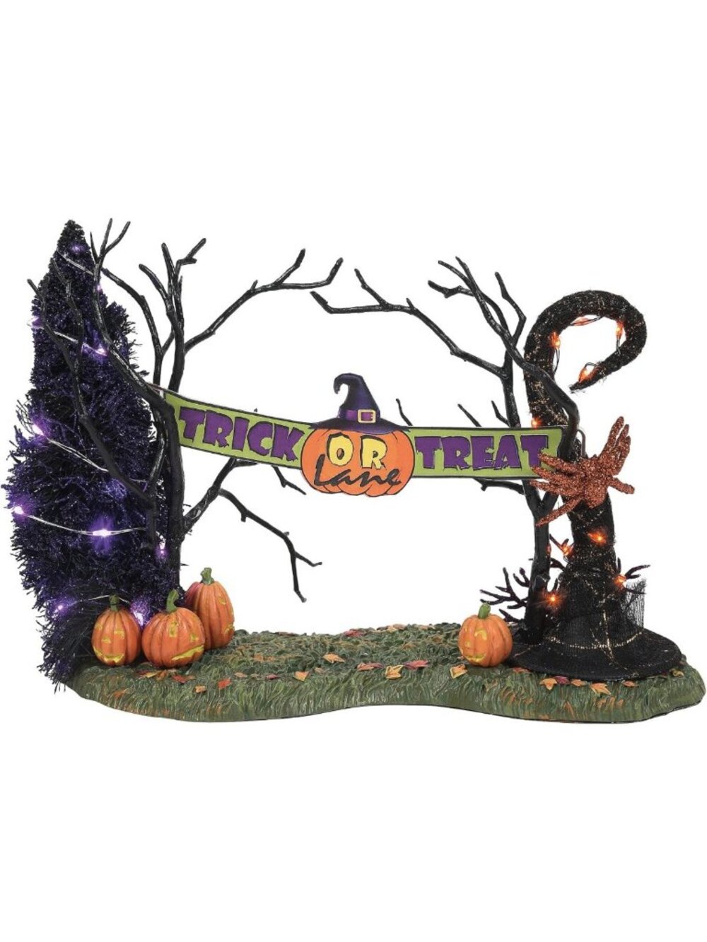 Halloween Trick or Treat Lane Entrance Gate Figurine - 7.5" Snow Village Decor
